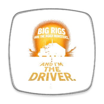 Pilote de Big Rigs Road Monsters - Magnet carré - blanc - Devant