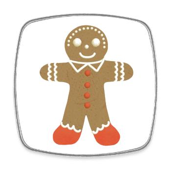 Gingerbread Man biscuit cookie  - Square fridge magnet - white - Front