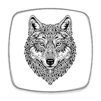 Celtic Wolf's Head - Square fridge magnet - white - Front