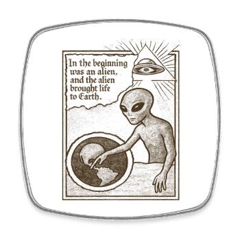 Alien Origin Theory Shirt for Sci-Fi and Art Lover - Square fridge magnet - white - Front