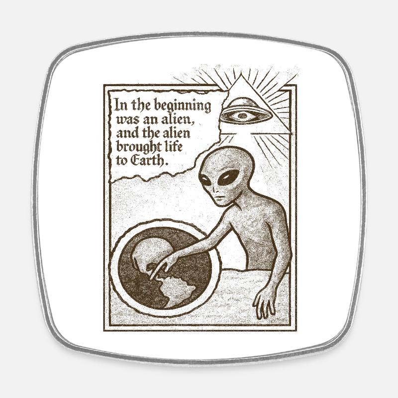 Alien Origin Theory Shirt for Sci-Fi and Art Lover - Square fridge magnet - white