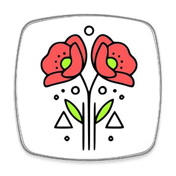 Poppy Poppies Minimalist Line Art 9 - Square fridge magnet - white - Front