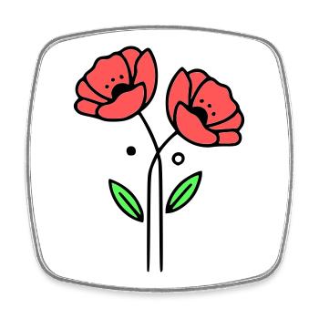 Poppy-Poppies-Minimalist-Line-Art-5 - Square fridge magnet - white - Front