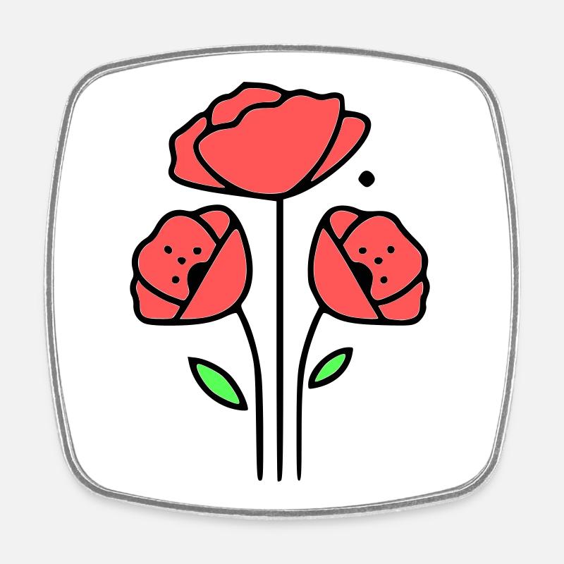 mohnblume-mohnblumen-minimalistisch-line-art-1 - Viereckiger Kühlschrankmagnet - Weiß