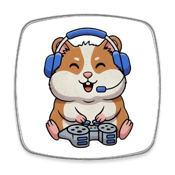 Hamsters while gaming - Square fridge magnet - white - Front