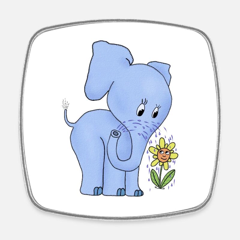 Elefant_und_Blume - Magnet carré - blanc