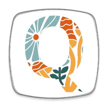 Buchstabe q Blumen groovy Geschenkidee - Viereckiger Kühlschrankmagnet - Weiß - Vorne
