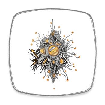 Ornamental Sunflower Dahlia - Square fridge magnet - white - Front