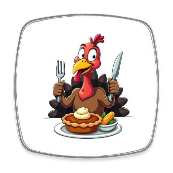 Thanksgiving Lustiger Thanksgiving Truthahn - Viereckiger Kühlschrankmagnet - Weiß - Vorne