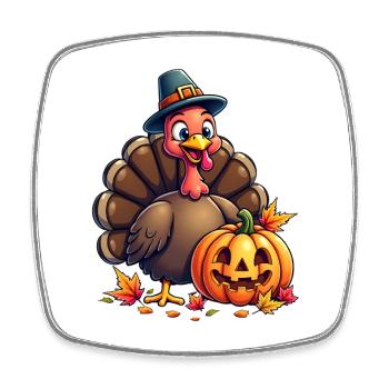 Thanksgiving Drôle Dinde de Thanksgiving - Magnet carré - blanc - Devant