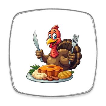 Thanksgiving Lustiger Thanksgiving Truthahn - Viereckiger Kühlschrankmagnet - Weiß - Vorne