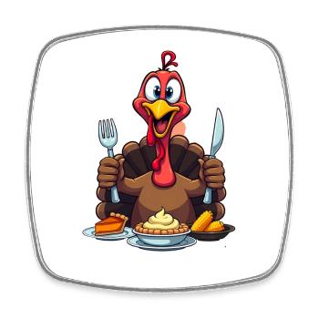 Thanksgiving Lustiger Thanksgiving Truthahn - Viereckiger Kühlschrankmagnet - Weiß - Vorne