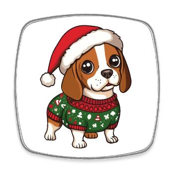 Beagle Hund Weihnachten - Viereckiger Kühlschrankmagnet - Weiß - Vorne