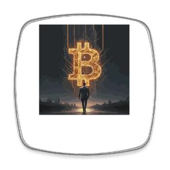 Bitcoin Vision of the Future – The Investor's Path - Square fridge magnet - white - Front