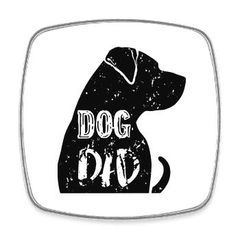 Silhouette de papa chien avec texte - Magnet carré - blanc - Devant