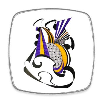 Couleur géométrique Spirale Violet Jaune - Magnet carré - blanc - Devant