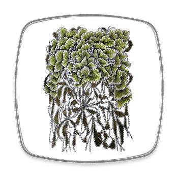 Feuilles en éventail avec racines pendantes - Magnet carré - blanc - Devant