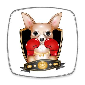Boxing Chihuahua – Funny Boxer Motif - Square fridge magnet - white - Front