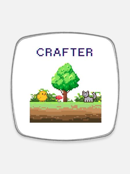 Pixel Crafter Waldabenteuer - Viereckiger Kühlschrankmagnet - Weiß
