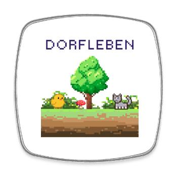 Dorflleben Pixelwelt - Viereckiger Kühlschrankmagnet - Weiß - Vorne