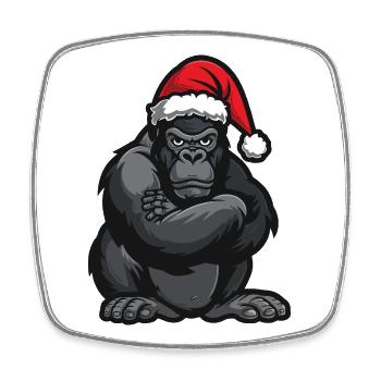 Gorilla Weihnachten - Viereckiger Kühlschrankmagnet - Weiß - Vorne