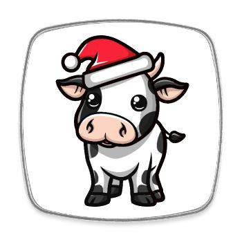 Kuh Weihnachten - Viereckiger Kühlschrankmagnet - Weiß - Vorne
