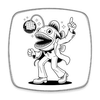 Disco Fish - Funny T-Shirt - Square fridge magnet - white - Front
