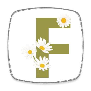 Letter f Green Daisies - Square fridge magnet - white - Front