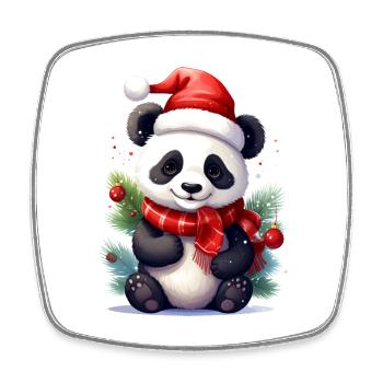 Mignon panda de Noël avec écharpe - Magnet carré - blanc - Devant