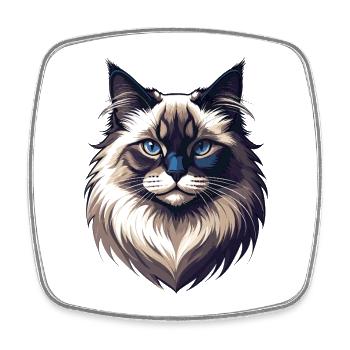 Ragdoll Katze – Sanft, stolz und wunderschön - Viereckiger Kühlschrankmagnet - Weiß - Vorne