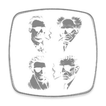 Existentialismus Philosophie Porträts - Viereckiger Kühlschrankmagnet - Weiß - Vorne