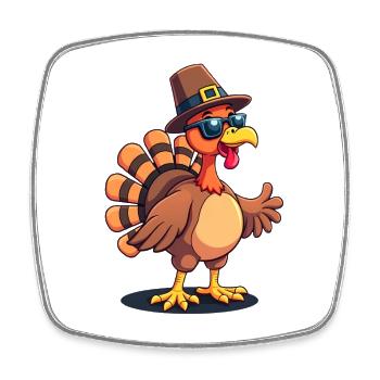 Thanksgiving Lustiger Thanksgiving Truthahn - Viereckiger Kühlschrankmagnet - Weiß - Vorne