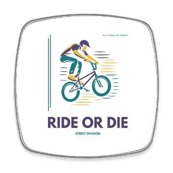 Ride or Die – BMX Street Division Shirt - Square fridge magnet - white - Front