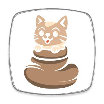 Cute cat looking out of brown sack - Square fridge magnet - white - Front