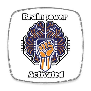 Brainpower Activated - Square fridge magnet - white - Front
