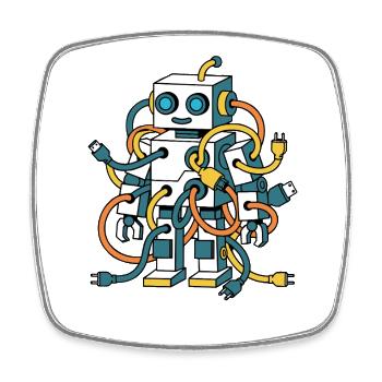 Stay Current Robot Cable Art - Square fridge magnet - white - Front