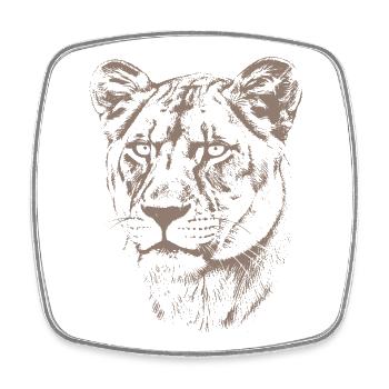 Illustration de lionne - Magnet carré - blanc - Devant