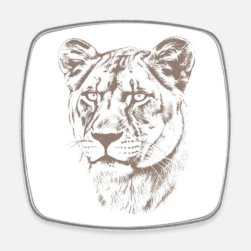 Lioness Illustration - Square fridge magnet - white