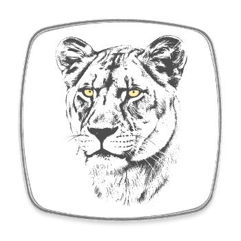 Lionne Yeux Jaunes - Magnet carré - blanc - Devant