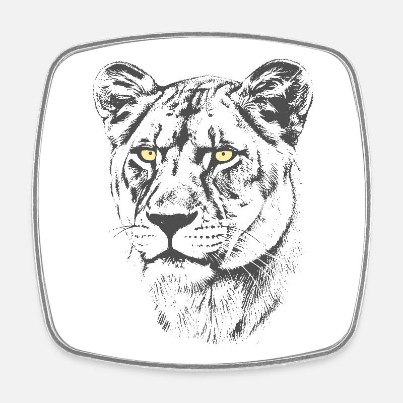 Lioness Yellow Eyes - Square fridge magnet - white