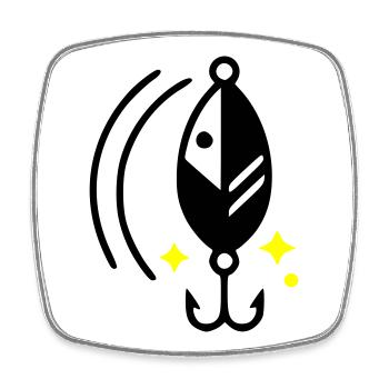 Fishing Lure Turn Signal Hook Icon - Square fridge magnet - white - Front