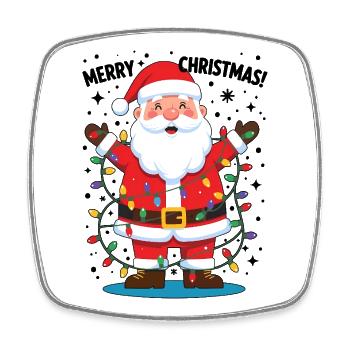 Lustiger Weihnachtsmann Merry Christmas fröhlich - Viereckiger Kühlschrankmagnet - Weiß - Vorne