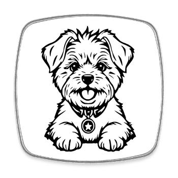 Chien blanc blanc chien tête de chien T-shirt cadeau - Magnet carré - blanc - Devant
