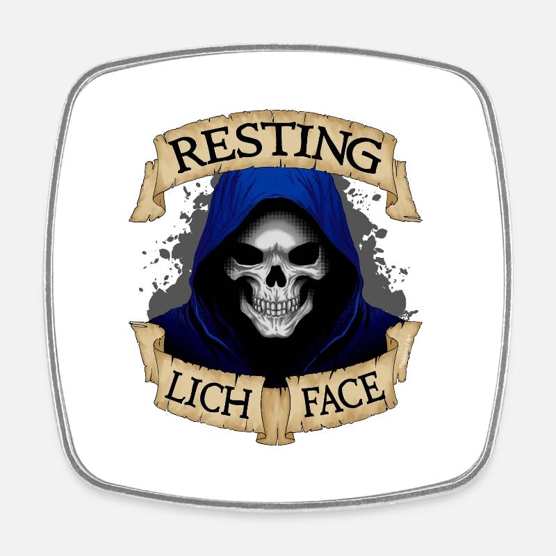 Resting Lich Face - Square fridge magnet - white