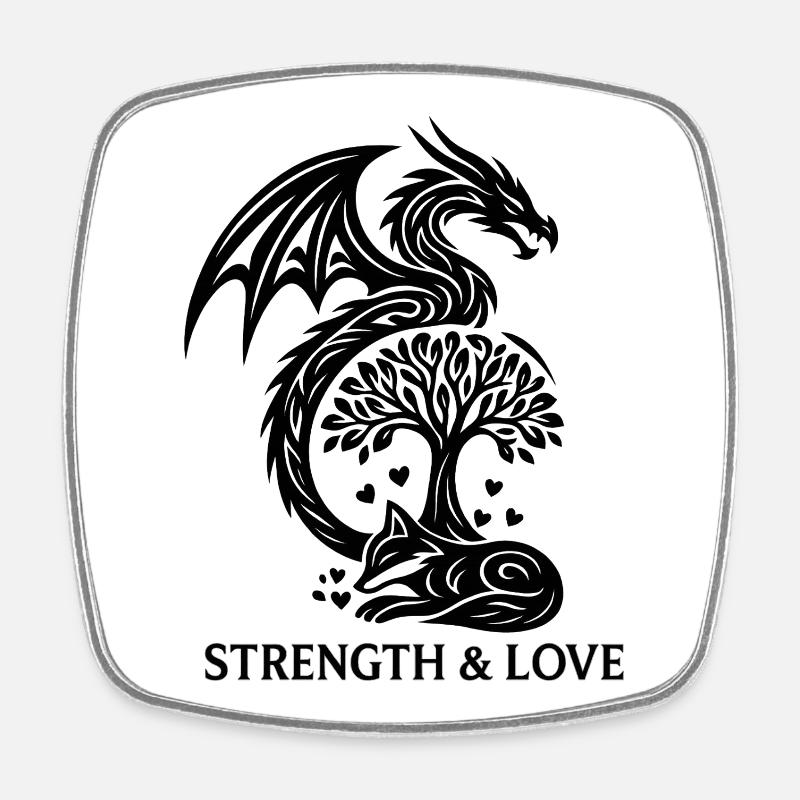 Dragon & Fox - Square fridge magnet - white