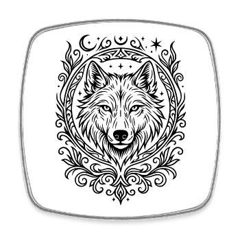 tete de loup - Magnet carré - blanc - Devant