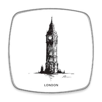 Silhouette de la tour de l’horloge de Londres - Magnet carré - blanc - Devant