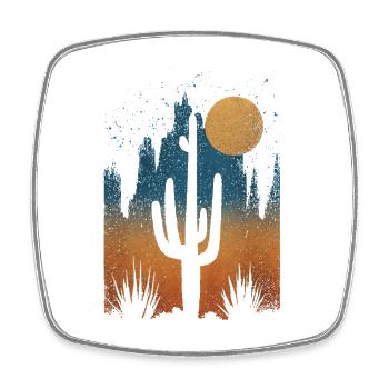 Desert Cactus at Sunset – Vintage Look - Square fridge magnet - white - Front