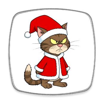 Cat Christmas grim funny - Square fridge magnet - white - Front