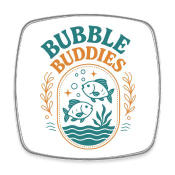Bubble Buddies - Viereckiger Kühlschrankmagnet - Weiß - Vorne